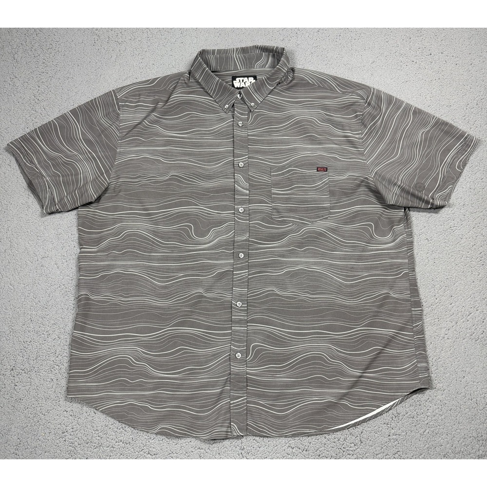 RSVLTS Star Wars Shirt Mens 4XL Gray Geometric Short Sleeve Button Up Casual